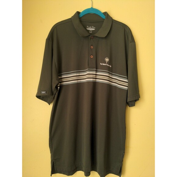 Straight Down Men's Performance Golf Polo Shirt Green Ribbed XL Mission Hills - Picture 1 of 11